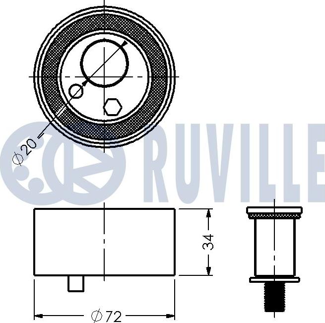 Ruville 540557 - Натяжна ролик, ремінь ГРМ autocars.com.ua