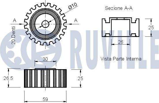 Ruville 540587 - Паразитний / Провідний ролик, зубчастий ремінь autocars.com.ua