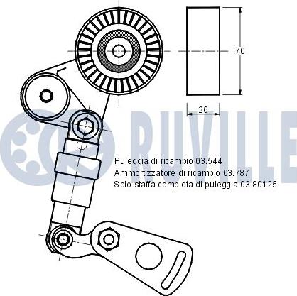 Ruville 540612 - Натягувач ременя, клинові зуб. autocars.com.ua