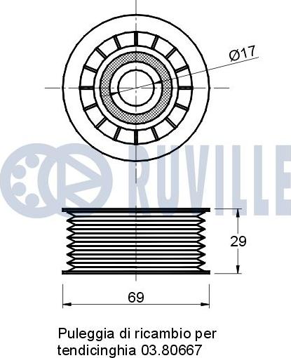Ruville 540690 - Паразитний / провідний ролик, поліклиновий ремінь autocars.com.ua