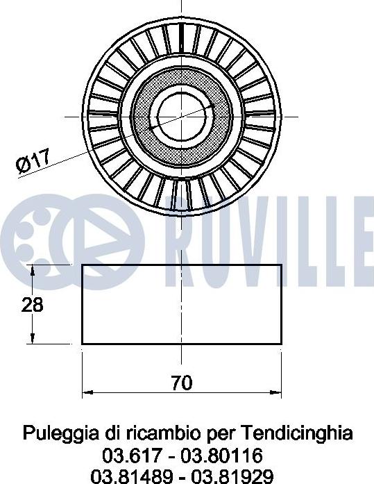 Ruville 540775 - Паразитний / провідний ролик, поліклиновий ремінь autocars.com.ua