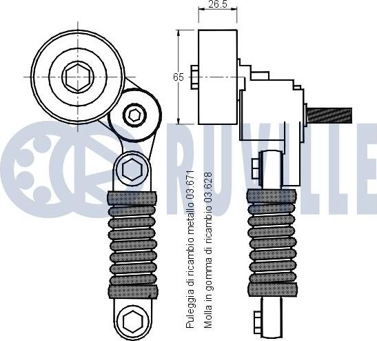 Ruville 540798 - Натягувач ременя, клинові зуб. autocars.com.ua