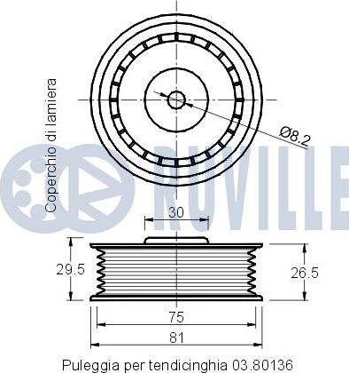 Ruville 540804 - Паразитний / провідний ролик, поліклиновий ремінь autocars.com.ua