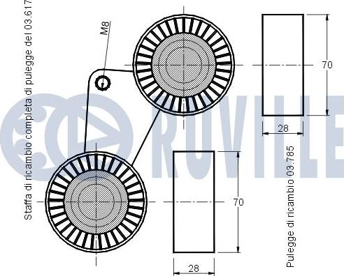 Ruville 540805 - Натягувач ременя, клинові зуб. autocars.com.ua