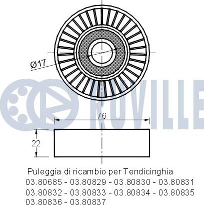 Ruville 540872 - Паразитний / провідний ролик, поліклиновий ремінь autocars.com.ua