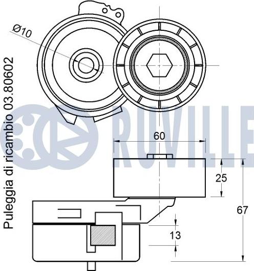 Ruville 541024 - Натяжитель, поликлиновый ремень avtokuzovplus.com.ua