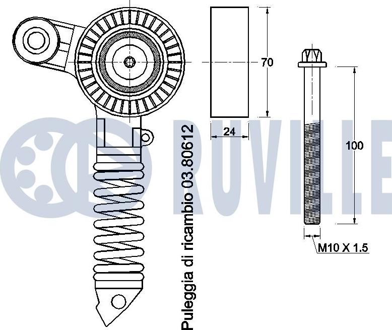 Ruville 541045 - Натягувач ременя, клинові зуб. autocars.com.ua