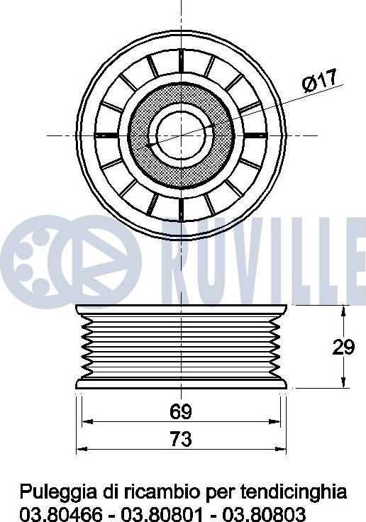 Ruville 541151 - Направляющий ролик, поликлиновый ремень avtokuzovplus.com.ua