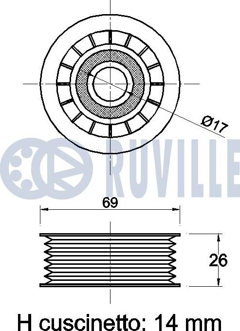 Ruville 541267 - Паразитний / провідний ролик, поліклиновий ремінь autocars.com.ua