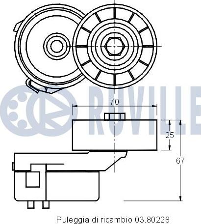 Ruville 541287 - Натягувач ременя, клинові зуб. autocars.com.ua