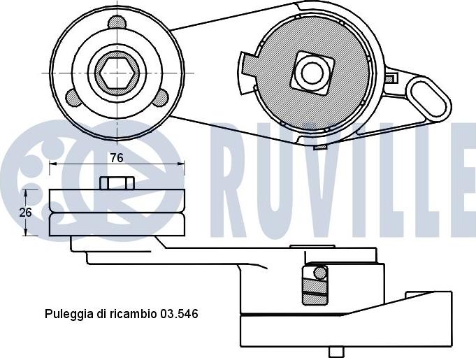 Ruville 541406 - Натягувач ременя, клинові зуб. autocars.com.ua