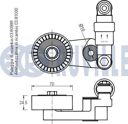 Ruville 541433 - Натяжитель, поликлиновый ремень avtokuzovplus.com.ua