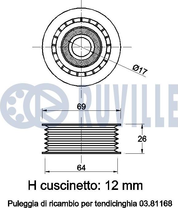 Ruville 541447 - Паразитний / провідний ролик, поліклиновий ремінь autocars.com.ua