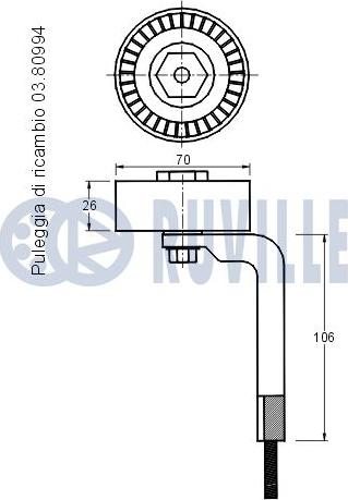 Ruville 541539 - Натягувач ременя, клинові зуб. autocars.com.ua