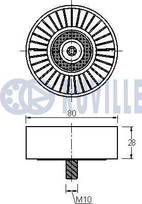 Ruville 542010 - Направляющий ролик, поликлиновый ремень avtokuzovplus.com.ua