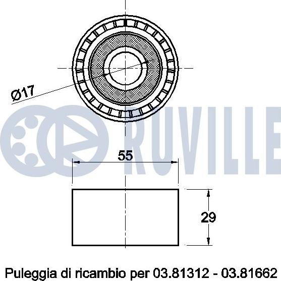 Ruville 542013 - Паразитний / провідний ролик, поліклиновий ремінь autocars.com.ua