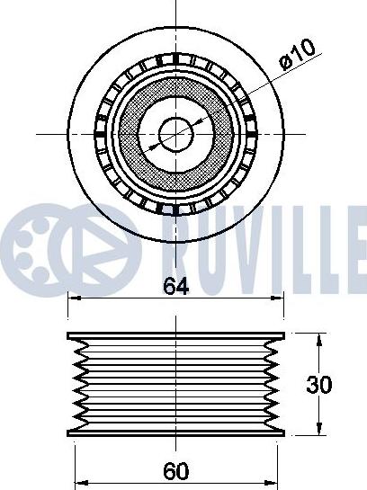 Ruville 542464 - Направляющий ролик, поликлиновый ремень avtokuzovplus.com.ua