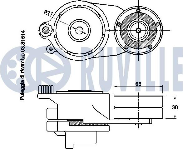 Ruville 542488 - Натягувач ременя, клинові зуб. autocars.com.ua