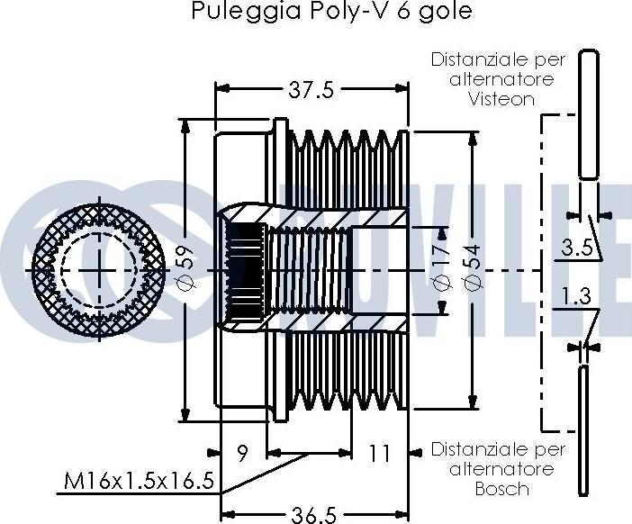 Ruville 542504 - Шкив генератора, муфта avtokuzovplus.com.ua