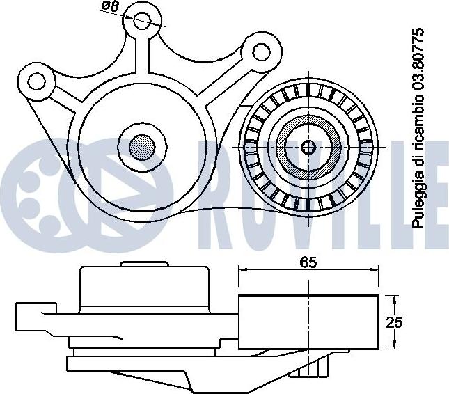 Ruville 542536 - Натягувач ременя, клинові зуб. autocars.com.ua