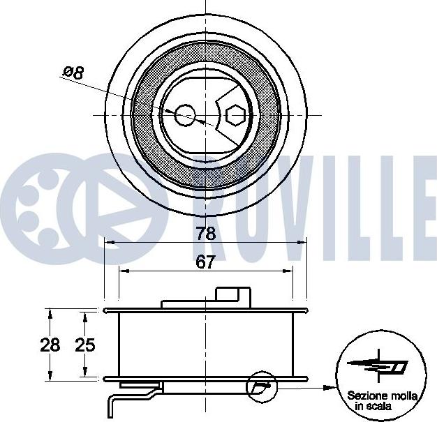 Ruville 542590 - Натяжна ролик, ремінь ГРМ autocars.com.ua