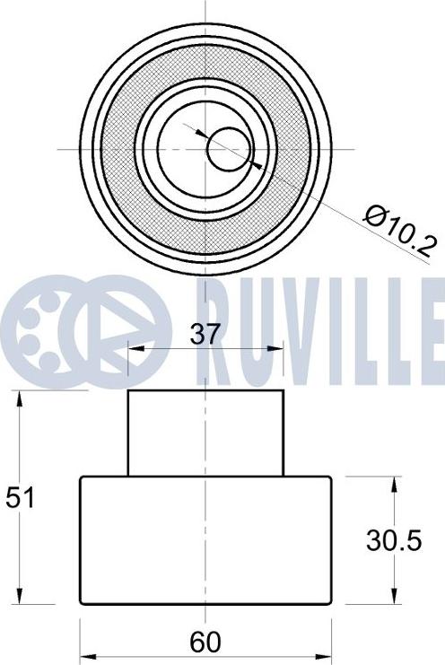 Ruville 542665 - Натяжна ролик, ремінь ГРМ autocars.com.ua