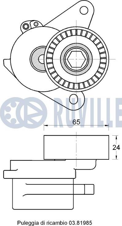 Ruville 542686 - Натягувач ременя, клинові зуб. autocars.com.ua