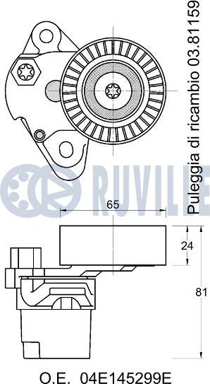 Ruville 542688 - Натягувач ременя, клинові зуб. autocars.com.ua