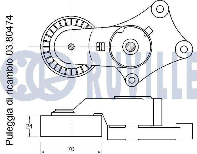 Ruville 542753 - Натягувач ременя, клинові зуб. autocars.com.ua