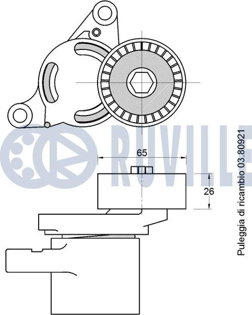 Ruville 542764 - Натягувач ременя, клинові зуб. autocars.com.ua