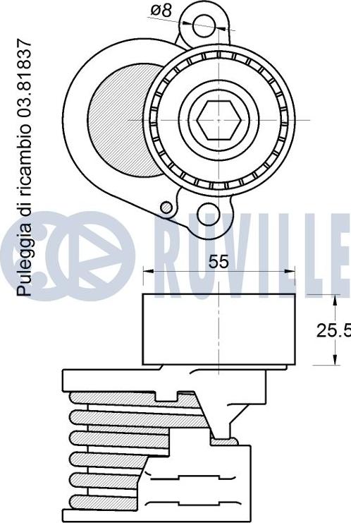 Ruville 542767 - Натяжитель, поликлиновый ремень avtokuzovplus.com.ua