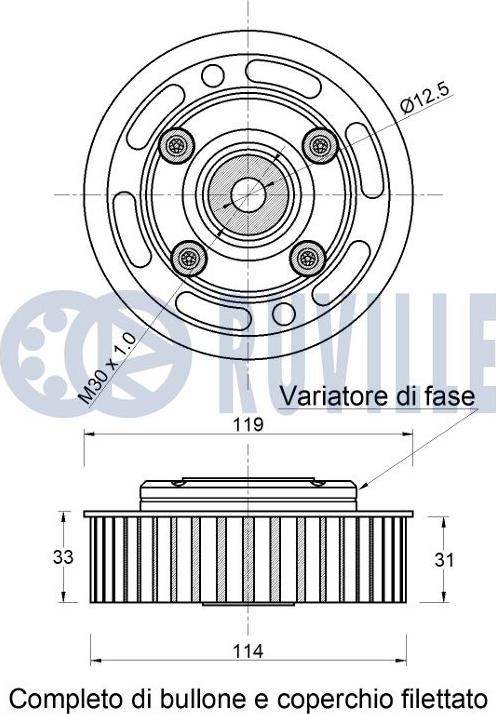 Ruville 542779 - Паразитний / Провідний ролик, зубчастий ремінь autocars.com.ua