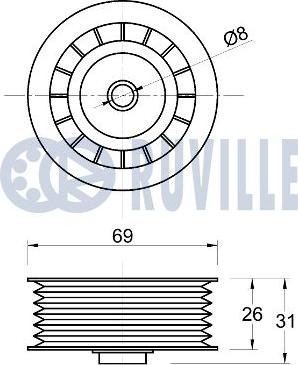 Ruville 542816 - Паразитний / провідний ролик, поліклиновий ремінь autocars.com.ua