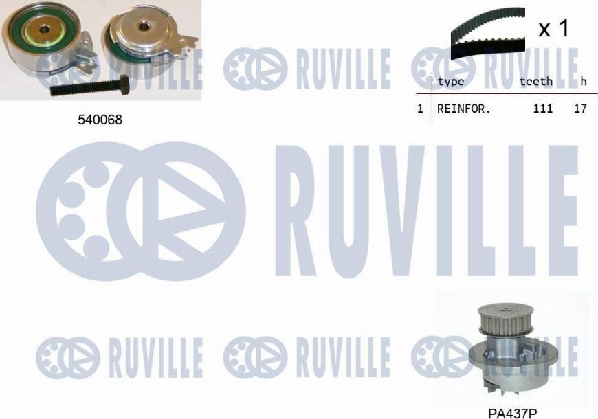 Ruville 5500051 - Водяной насос + комплект зубчатого ремня avtokuzovplus.com.ua