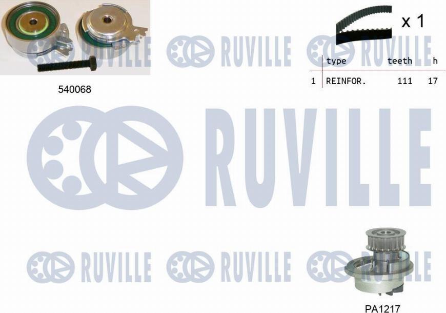 Ruville 5500052 - Водяной насос + комплект зубчатого ремня avtokuzovplus.com.ua