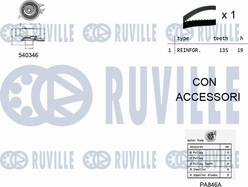Ruville 5500071 - Водяной насос + комплект зубчатого ремня autodnr.net