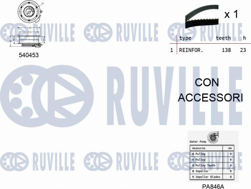 Ruville 5500132 - Водяной насос + комплект зубчатого ремня avtokuzovplus.com.ua