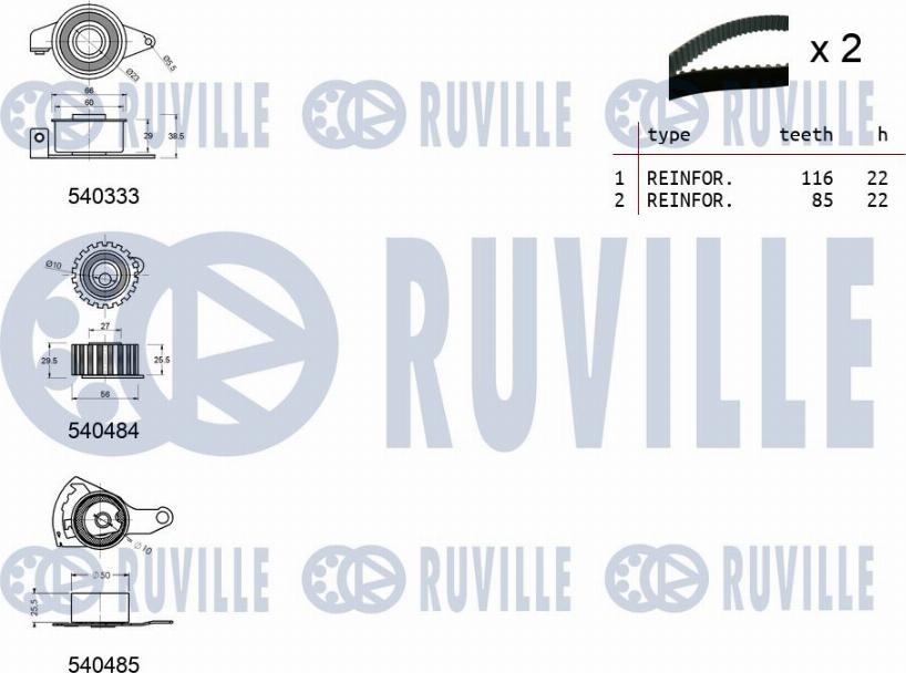 Ruville 550014 - Комплект ремня ГРМ autodnr.net