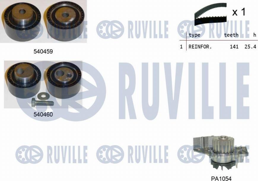 Ruville 5500191 - Водяной насос + комплект зубчатого ремня avtokuzovplus.com.ua