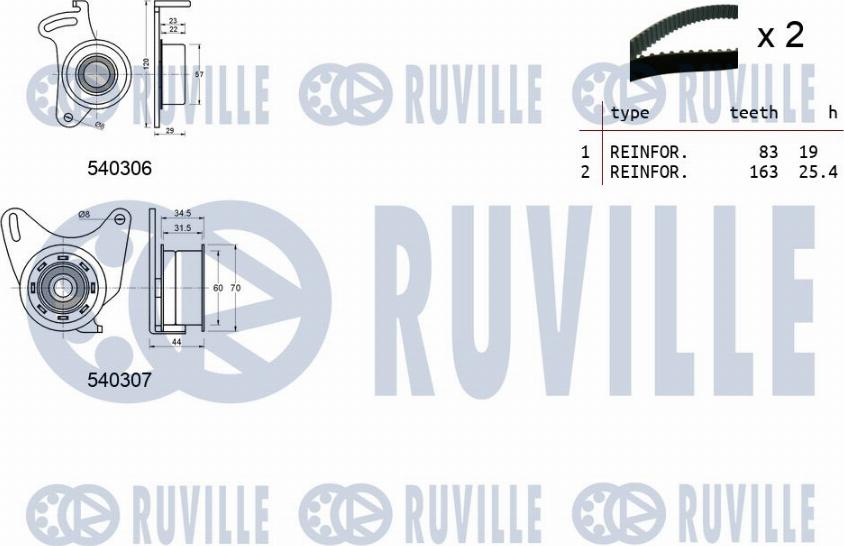 Ruville 550028 - Комплект ременя ГРМ autocars.com.ua