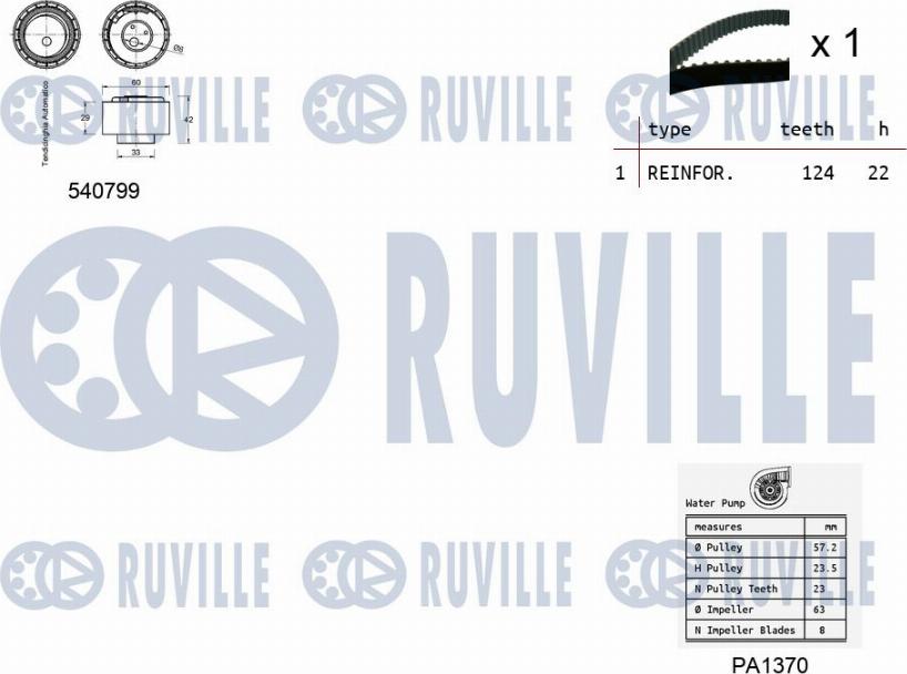 Ruville 5500341 - Водяной насос + комплект зубчатого ремня avtokuzovplus.com.ua