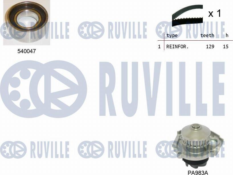 Ruville 5500381 - Водяний насос + комплект зубчатого ременя autocars.com.ua