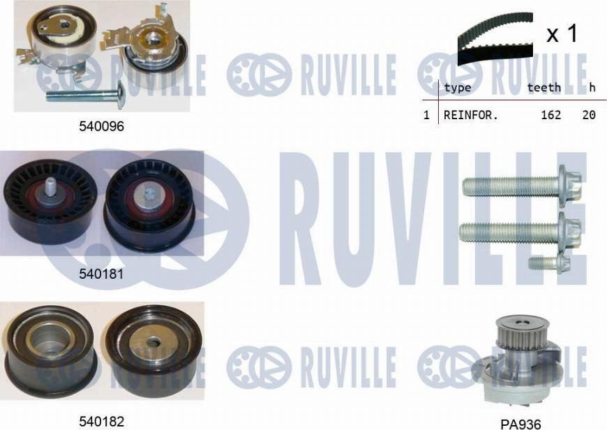 Ruville 5500401 - Водяной насос + комплект зубчатого ремня avtokuzovplus.com.ua