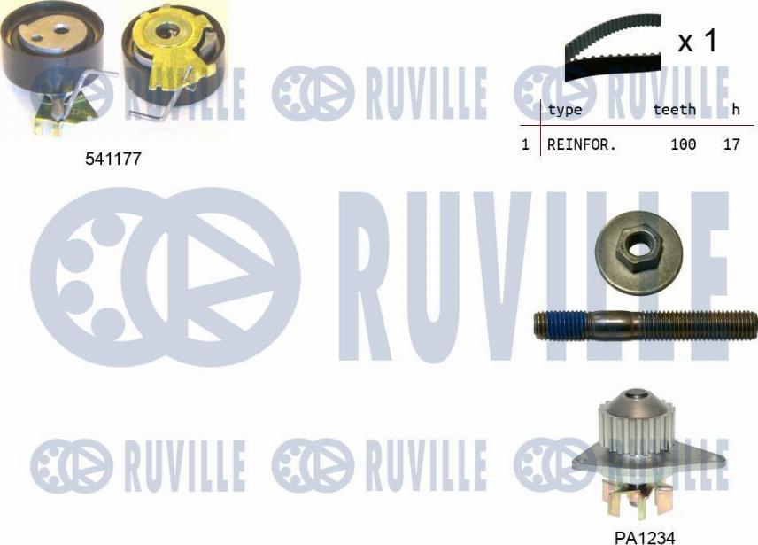 Ruville 5500501 - Водяний насос + комплект зубчатого ременя autocars.com.ua