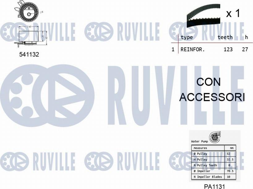 Ruville 5500551 - Водяной насос + комплект зубчатого ремня autodnr.net
