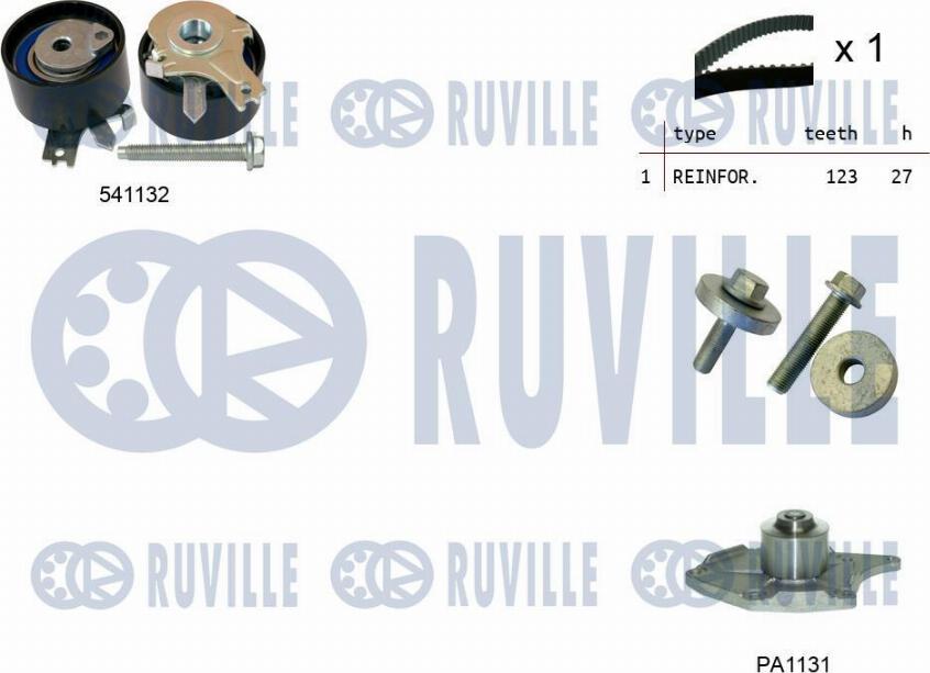 Ruville 5500551 - Водяной насос + комплект зубчатого ремня autodnr.net