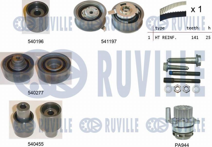 Ruville 5500591 - Водяной насос + комплект зубчатого ремня autodnr.net