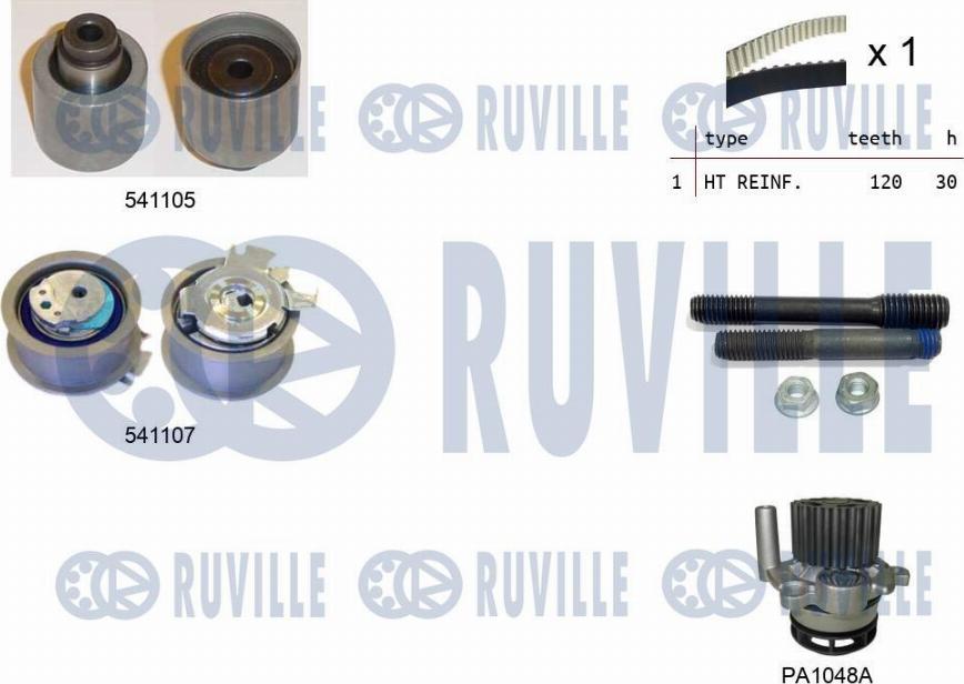 Ruville 5500611 - Водяной насос + комплект зубчатого ремня autodnr.net
