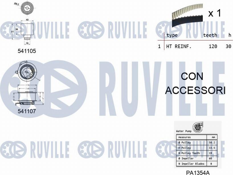 Ruville 5500612 - Водяний насос + комплект зубчатого ременя autocars.com.ua