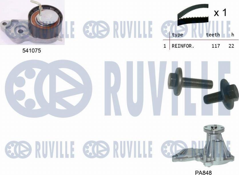 Ruville 5500641 - Водяной насос + комплект зубчатого ремня autodnr.net